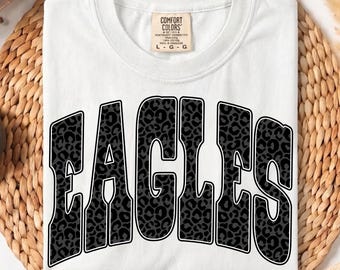 Eagles PNG, Black Leopard Eagles Mascot PNG, Varsity School Spirit Game Day Shirt Design Digital Download