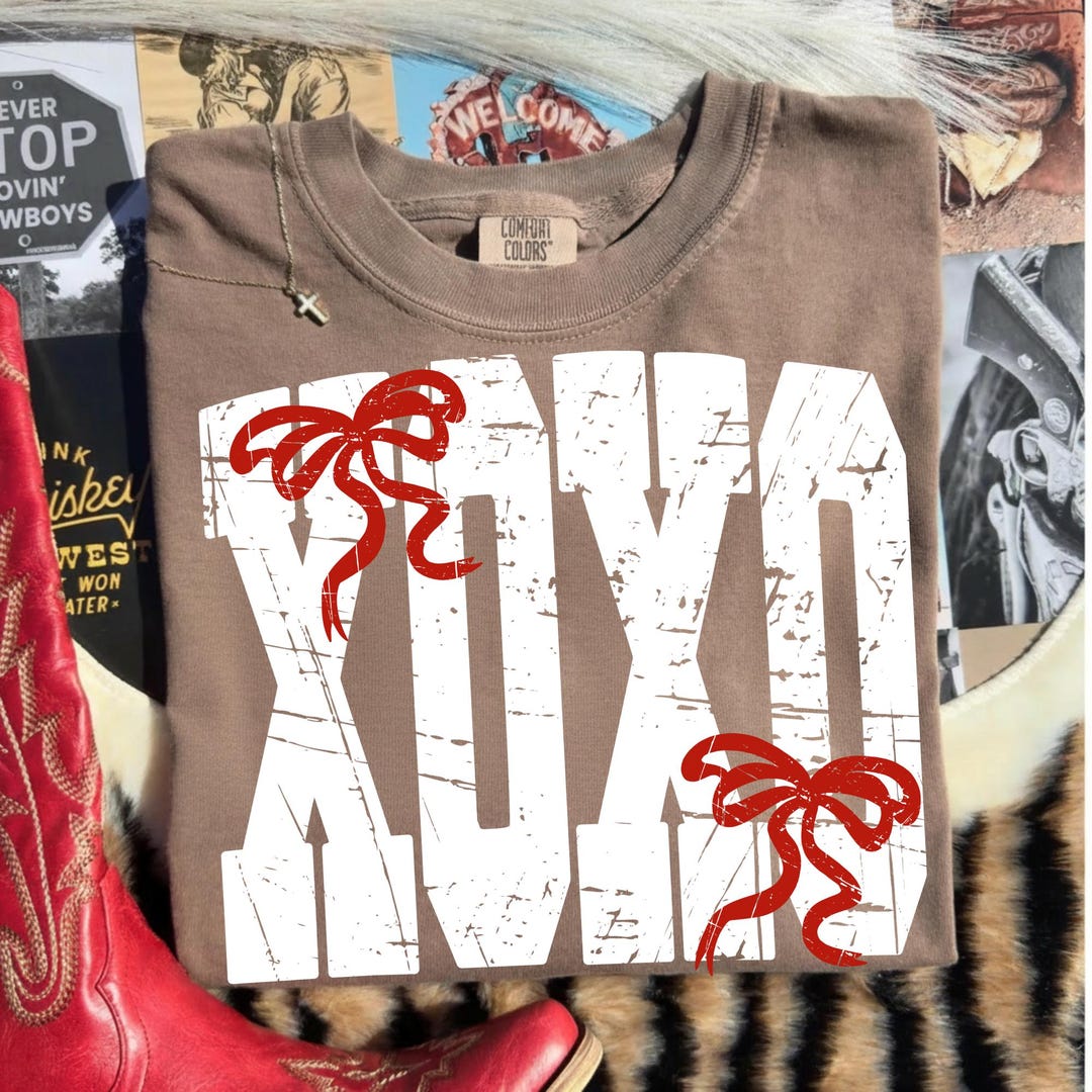 XOXO PNG Bundle: Valentine Xoxo Shirt Designs With Bows, Trendy ...