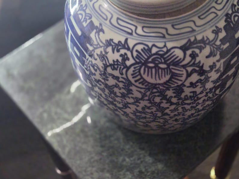 Kinesisk Chinoiserie-glass med dubbel lycka från 1800-talet, ingefärsburk med lock, 23 cm, bröllopspresent bild 15