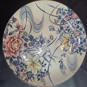 Large Toyo Japanese Porcelain Round Platter/Plate.  12.5" Vintage