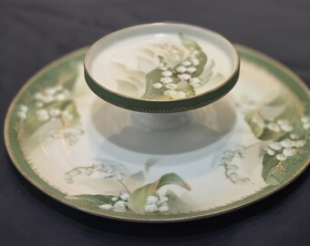 Serveringsfat med ost och kex, märkt RS LIPOWITZ, 1945, design med liljor - 10