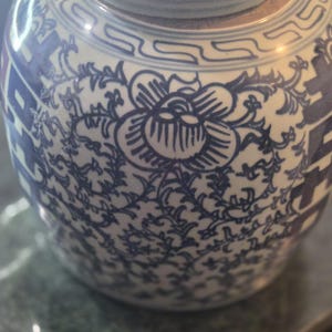 Kinesisk Chinoiserie-glass med dubbel lycka från 1800-talet, ingefärsburk med lock, 23 cm, bröllopspresent bild 11