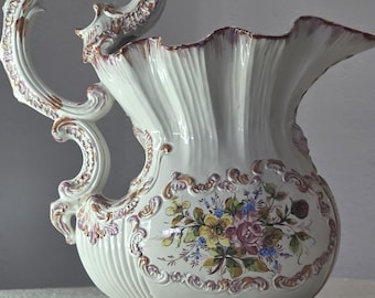 Italian Pitcher 13"H and Bowl 13.5"diam.  by Bassano - Rococo Style 50's/60s