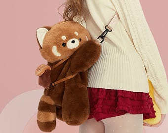 Handmade Plush Red Panda Backpack: Realistic Novelty Bag - Etsy display picture 1