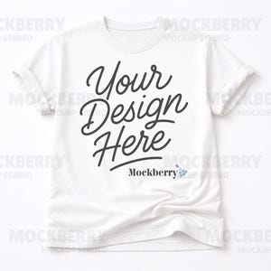 Comfort Colors C1717 White Shirt Flat Lay Mockup | CC 1717 White T-Shirt Mock-up | Simple, Plain, Basic Flatlay | Comfort Colors Blank Shirt