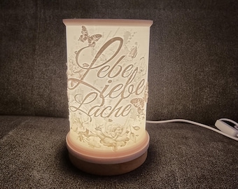 Lithophane LED Lamp Live Love Laugh 3D Print Gift Idea Table Lamp also customizable Birthday Christmas