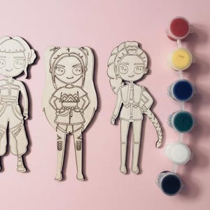 K-Pop (All 3 Figures) Demon Hunters Wooden Painting Kit – DIY Craft Gift for Kids