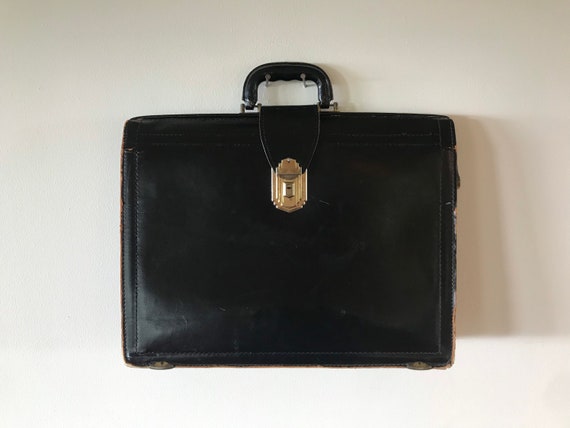 Vintage 70’s Black Leather Briefcase