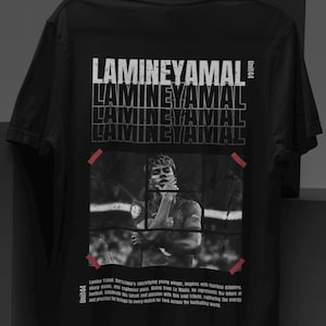 Lamine Yamal Graphic T-shirt | FC Barcelona Tee | Soccer Player Portrait, Retro Sports Tee