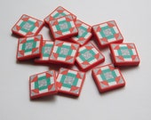 Quilt Block Charms, polymer clay tiles for jewelry or buttons, churn dash