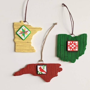 Made to order State Barn Quilt Ornaments image 1