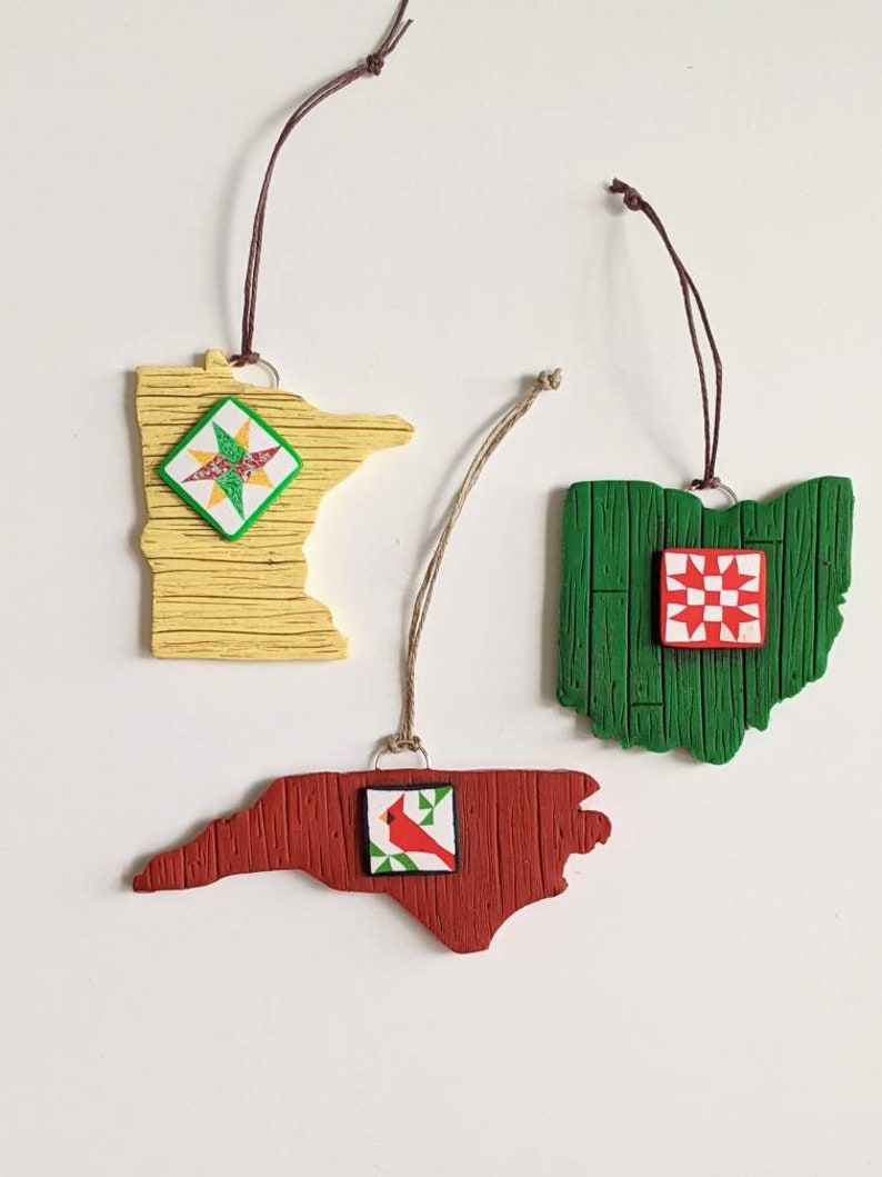 Made to order State Barn Quilt Ornaments image 1