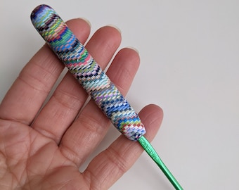 Boye D-3 / 3.125 crochet hook with polymer clay handle