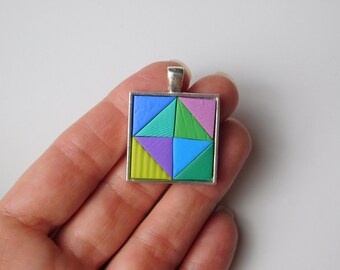 quilt block pendant, Broken Dishes