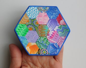 hexagon polymer clay ring dish