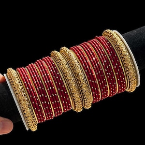 Röda brud Chooda armbandsset | Punjabi bröllopssmycken
