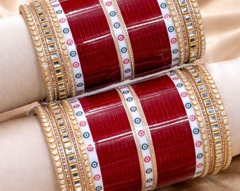 Braut Choora rot: Kundan Bangle Chura Set, Chooda