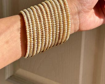 Pearl Gold Bangles Set | Indian Jewelry | Bridal Bangles | Wedding Bracelet Stack | Gold Tone Pearl Bangles | Indian Bridal Jewelry