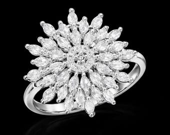 CZ Cocktail Ring, verstellbarer Statement Fingerring, Braut Set