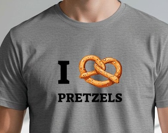 Shirt I Love Pretzels | Zwaar katoenen T-shirt | Foodie-afbeelding | Oktoberfest | Snackliefhebber