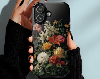 Dunkle Blumen Handyhülle | Vintage botanische Kunst | iPhone, Pixel, Galaxy