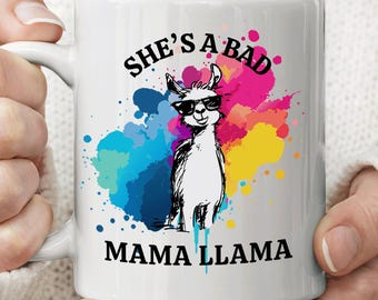 Bad Mama Llama Coffee Cup | Colorful Ceramic Mug (11oz, 15oz)