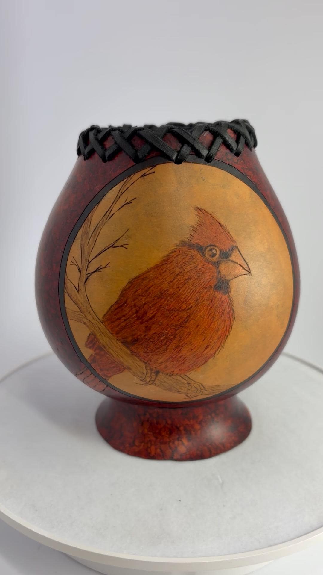 Cardinal Pyrography Gourd Art – Wood Burned Cardinal Bird Decor, Faux ...
