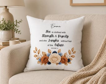 Cojín personalizado con Proverbios 3:5 / Regalo para mamá cristiana, cojín de fe