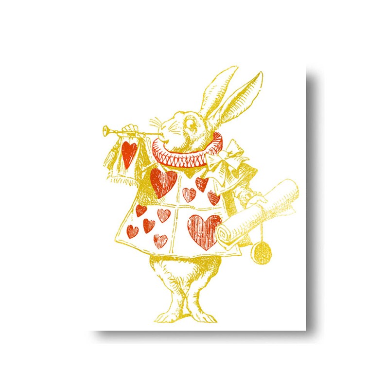 The White Rabbit Alice in Wonderland Gold Golden Large Art Print Lewis ...