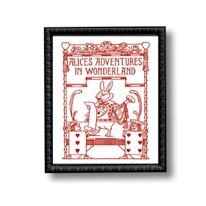 Alice in Wonderland White Rabbit Vintage Art Print Red and White Lewis Carroll Nursery image 3