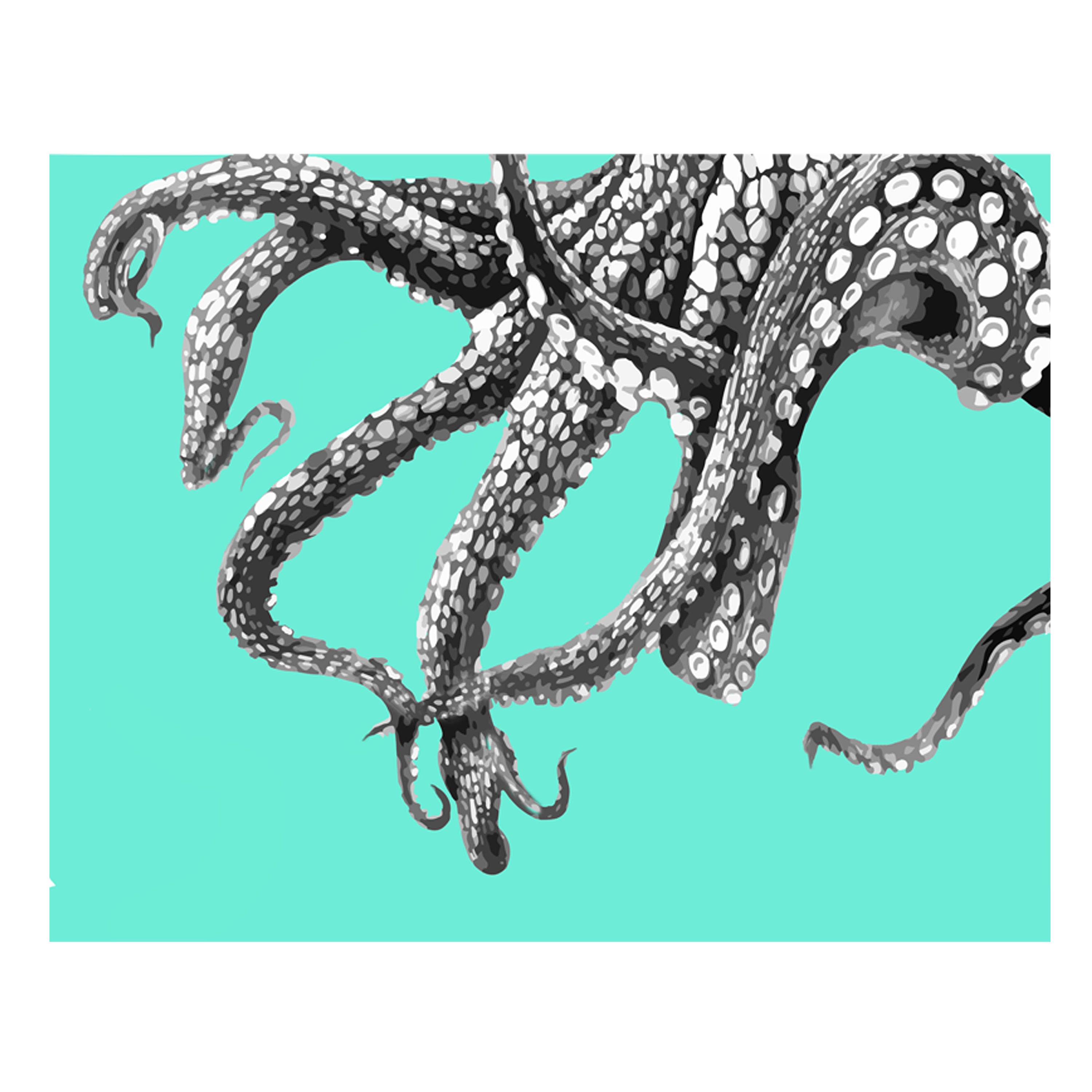 Octopus Tentacles Nautical Vintage Style Print Beach House Decor Blue Gray  Squid 