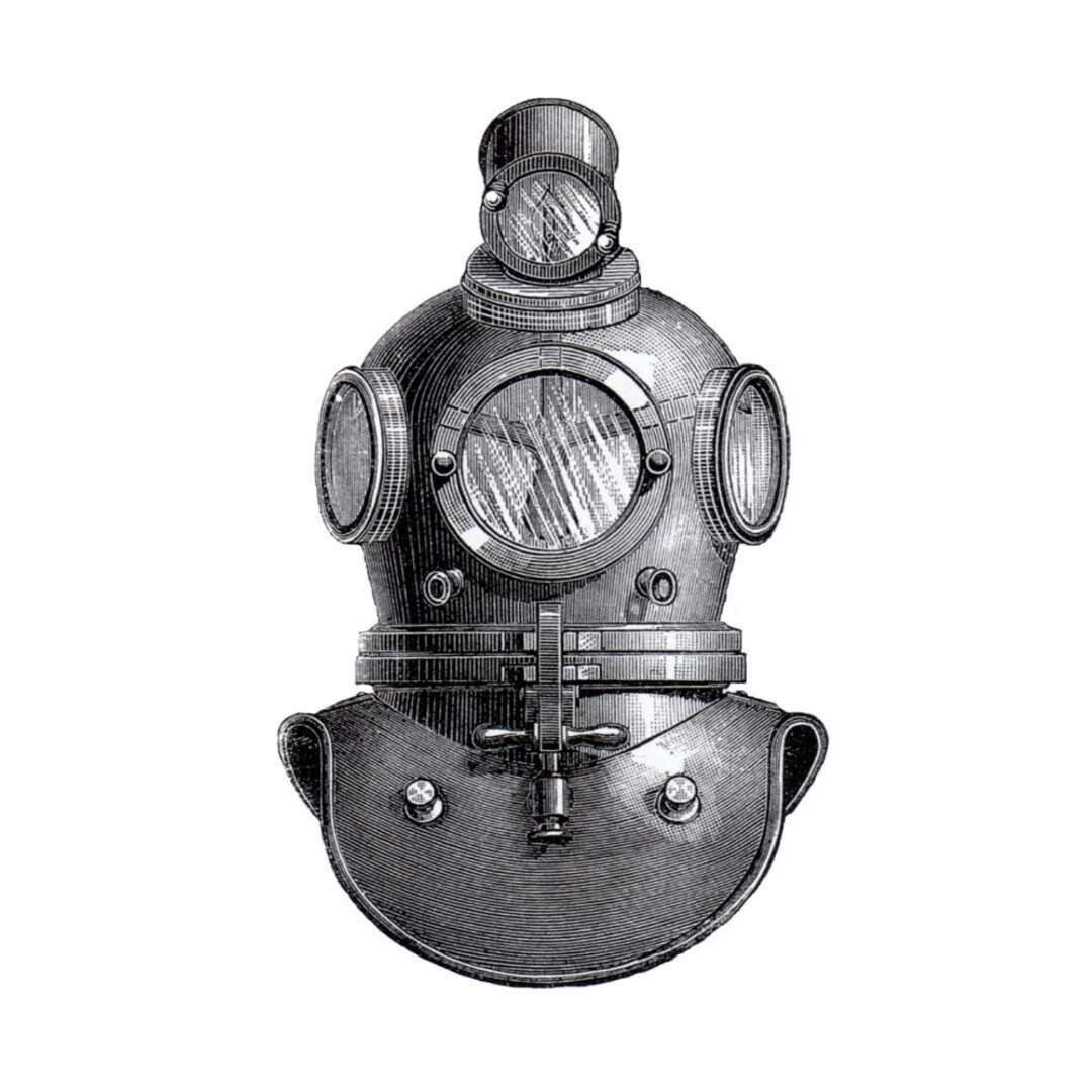 Deep Sea Diving Helmet Nautical Vintage Style Print - Etsy