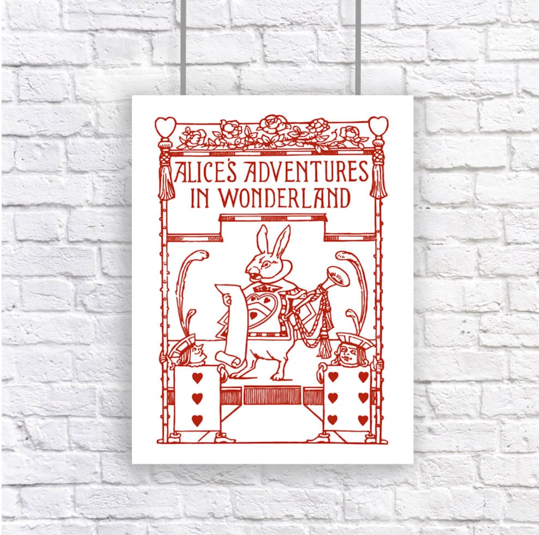 White Rabbit Red Rabbit Posters Alice in Wonderland White Rabbit Vintage Large Art Poster Print Red and ...