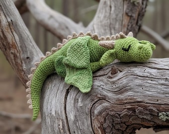 Patrón de ganchillo Dragón Durmiente(En, DE, Fr), Drache Häkelanleitung, Dragón Amigurumi Patron Crochet, Patrón Dragón de Felpa, Amigurumi Fantasía