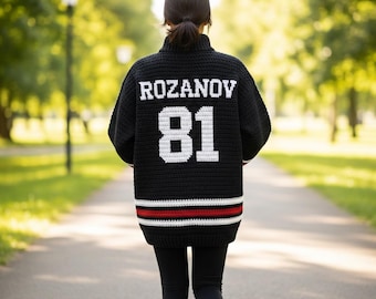 Patrón de crochet para la camiseta de Ilya Rozanov 81: "Acalorada rivalidad", patrón de suéter inspirado en el romance del hockey, suéter de fan de Rozanov 81 (PDF), descarga digital