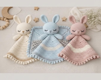 Bunny Lovey Crochet Pattern , Baby Security Blanket Pattern PDF, Crochet Baby Comforter Pattern, Modern Heirloom Nursery Gift - Digital File