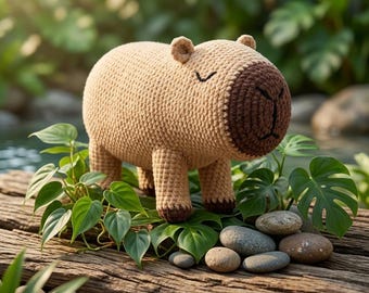 Patrón de ganchillo de capibara sin coser PDF, Patrón de amigurumi de capibara de ganchillo fácil, Juguete de peluche de capibara kawaii, Lindo regalo de patrón de ganchillo de animal