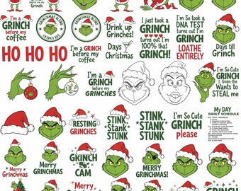 Grinch Face PNG Bundle, 100+ Grinchmas Clipart Designs (Digital Download)