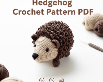 Patrón de erizo a crochet en PDF, patrón de erizo amigurumi a crochet sin costuras, lindo animal de peluche del bosque, patrón de juguete de peluche a crochet fácil para principiantes