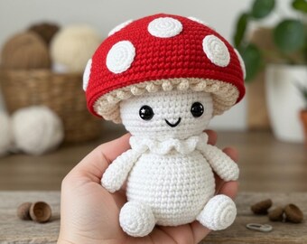 Mushroom Guy Crochet Pattern PDF | Kawaii Amigurumi Mushroom Doll Patteern | Beginner Friendly Plushie Tutorial, No Sew Cute Cottagecore Toy
