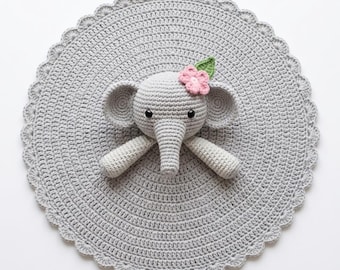 Patrón de ganchillo PDF para manta de apego de elefante, patrón de ganchillo para manta de seguridad de bebé, patrón de apego de elefante amigurumi, patrón de lindo juguete de ganchillo para bebé