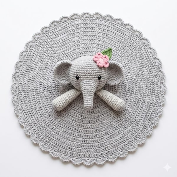 Elephant Lovey Crochet Pattern PDF, Baby Security Blanket Crochet Pattern, Elephant Amigurumi Lovey Pattern, Cute Baby Crochet Toy Pattern