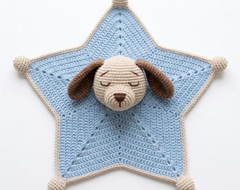Patrón de ganchillo para manta de apego de perrito durmiendo, patrón de manta de apego para perros, patrón de ganchillo para manta de seguridad de bebé amigurumi, patrón de apego de perrito en PDF