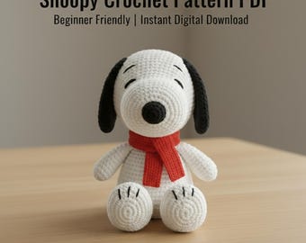 Peanuts Snoopy Crochet Pattern PDF, Crochet Snoopy Pattern Dog Plush Toy, Amigurumi Snoopy Plush, Beagle Crochet Doll, Easy Digital Download