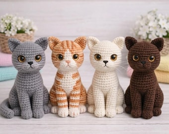 Realistic Cat Crochet Pattern PDF, Cat Amigurumi Pattern, Lifelike Shorthair Crochet Cat Pattern, Beginner Friendly Crochet Animal Pattern