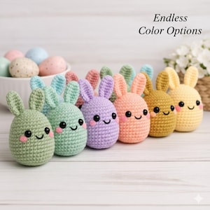 Crochet Bunny Egg Pattern PDF, Easter Amigurumi Egg Pattern, Crochet Easter Decor, Mini Easter Bunny Toy DIY, No Sew Crochet Egg Pattern
