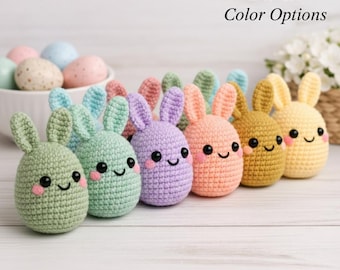 Patrón de huevo de conejito de crochet (PDF), patrón de huevo amigurumi de Pascua, decoración de Pascua a crochet, mini juguete de conejito de Pascua (DIY), patrón de huevo de crochet sin costura