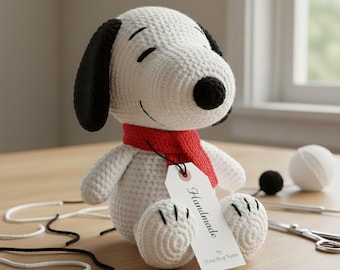 Patrón de Snoopy a crochet: Patrón de Snoopy de Peanuts (PDF), Tutorial de peluche de Snoopy amigurumi, Cachorro beagle a crochet, Descarga digital