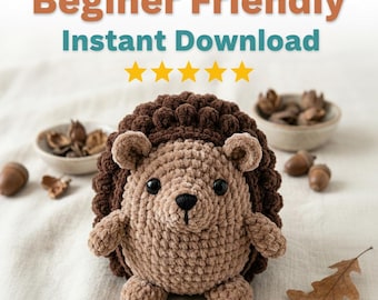 No Sew Hedgehog Crochet Pattern PDF, Hedgehog Amigurumi Pattern, Easy Beginner Woodland Animal Crochet Pattern, Cute Plush Toy Pattern