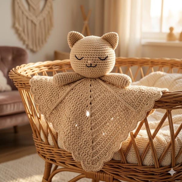 Sleeping Cat Lovey Crochet Pattern, Kitten Baby Security Blanket Pattern, Cat Amigurumi Lovey Pattern PDF, Baby Lovey Crochet Pattern,